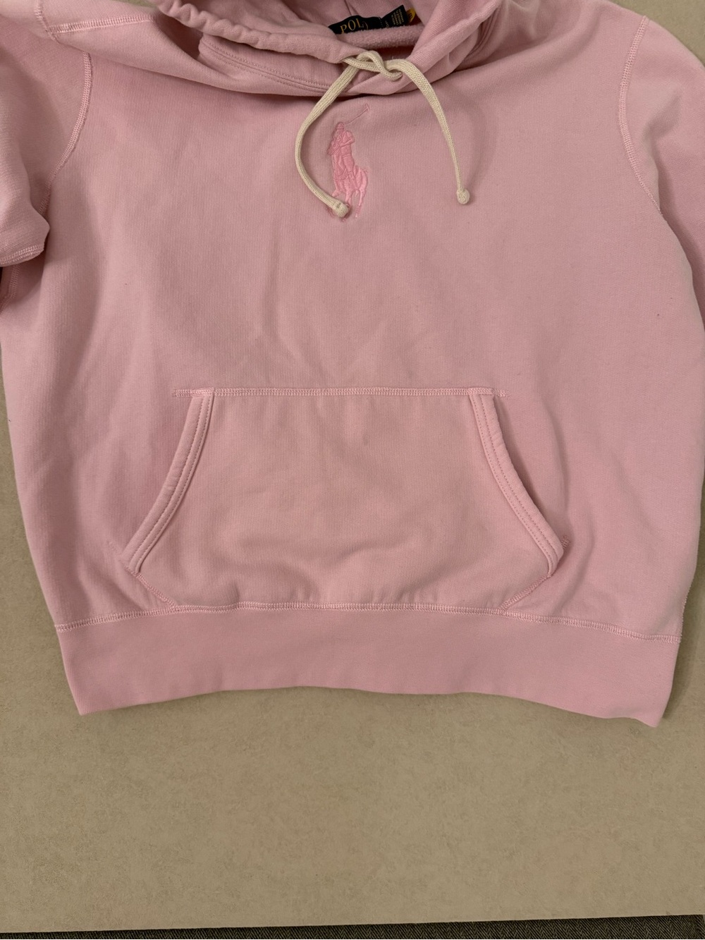 Polo Ralph Lauren Big Pony Pink Fleece Hoodie Pullover Size L - Picture 15 of 16